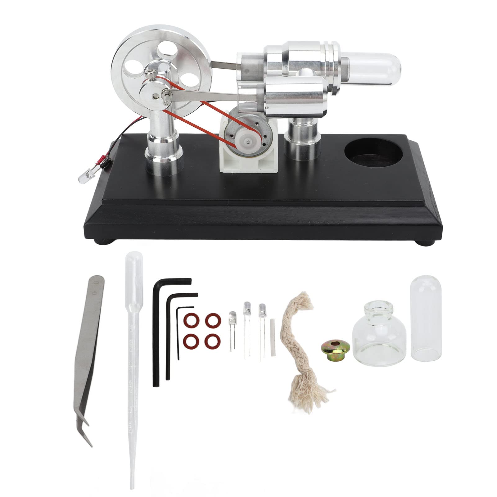 Modello Motore Stirling Engine Design Raffinato con LED Multicolori per Progetti di Scienze Educative Acciaio Inossidabile 1 unità
