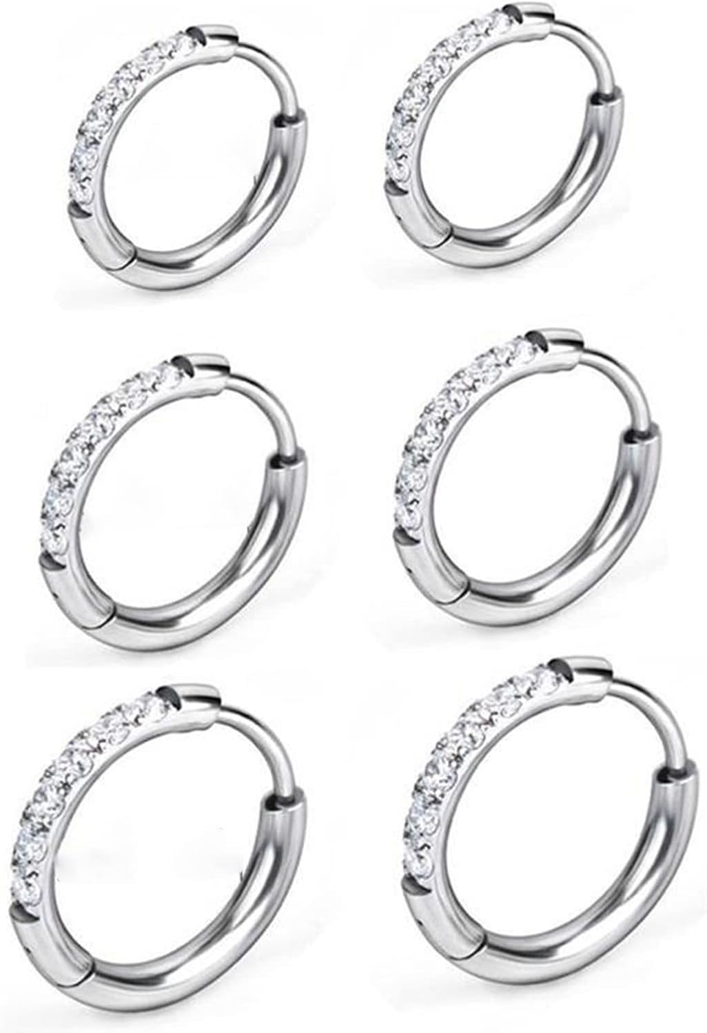 Cubic Zirconia Huggie Hoop Earrings In 14K Solid Gold - Foto 11