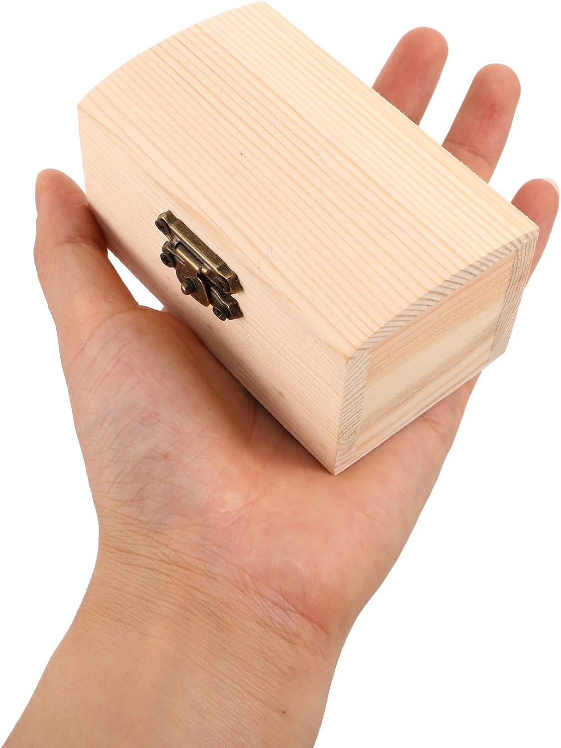 4pcs Unfinished Wooden Jewelry Box Rectangle Wood Small Storage image 4