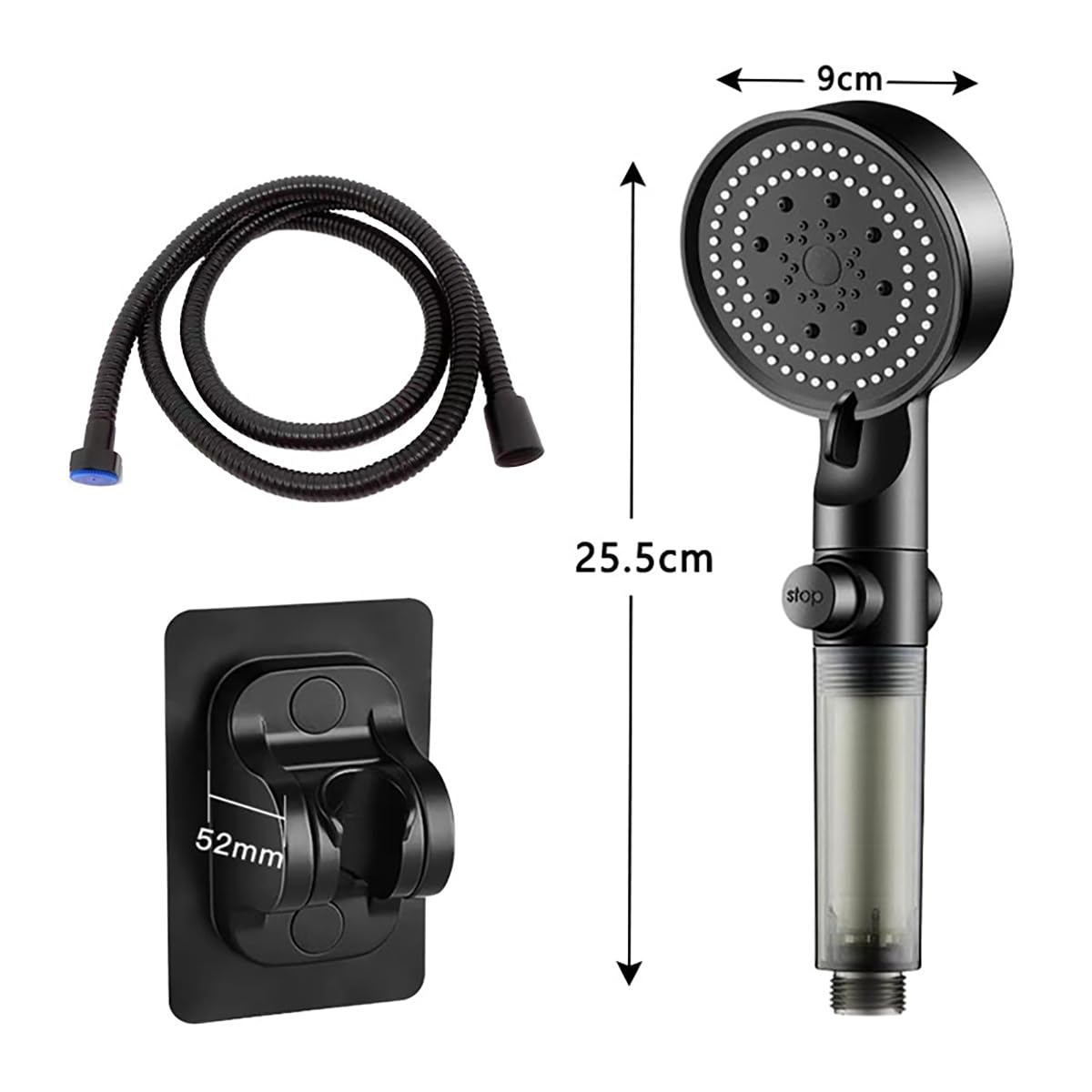 Cabezal de ducha de mano de alta presión con 5 ajustes de pulverización y filtro de agua dura, fácil instalación, estilo spa, para experiencia de ducha en casa, boquilla de silicona