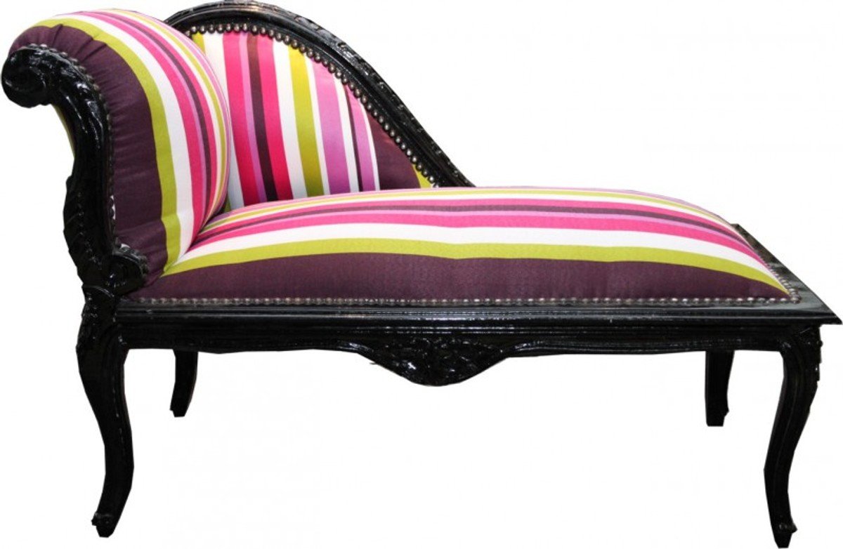 Casa Padrino Baroque Kids Chaise Colorful Stripes/Black - Baroque Furniture