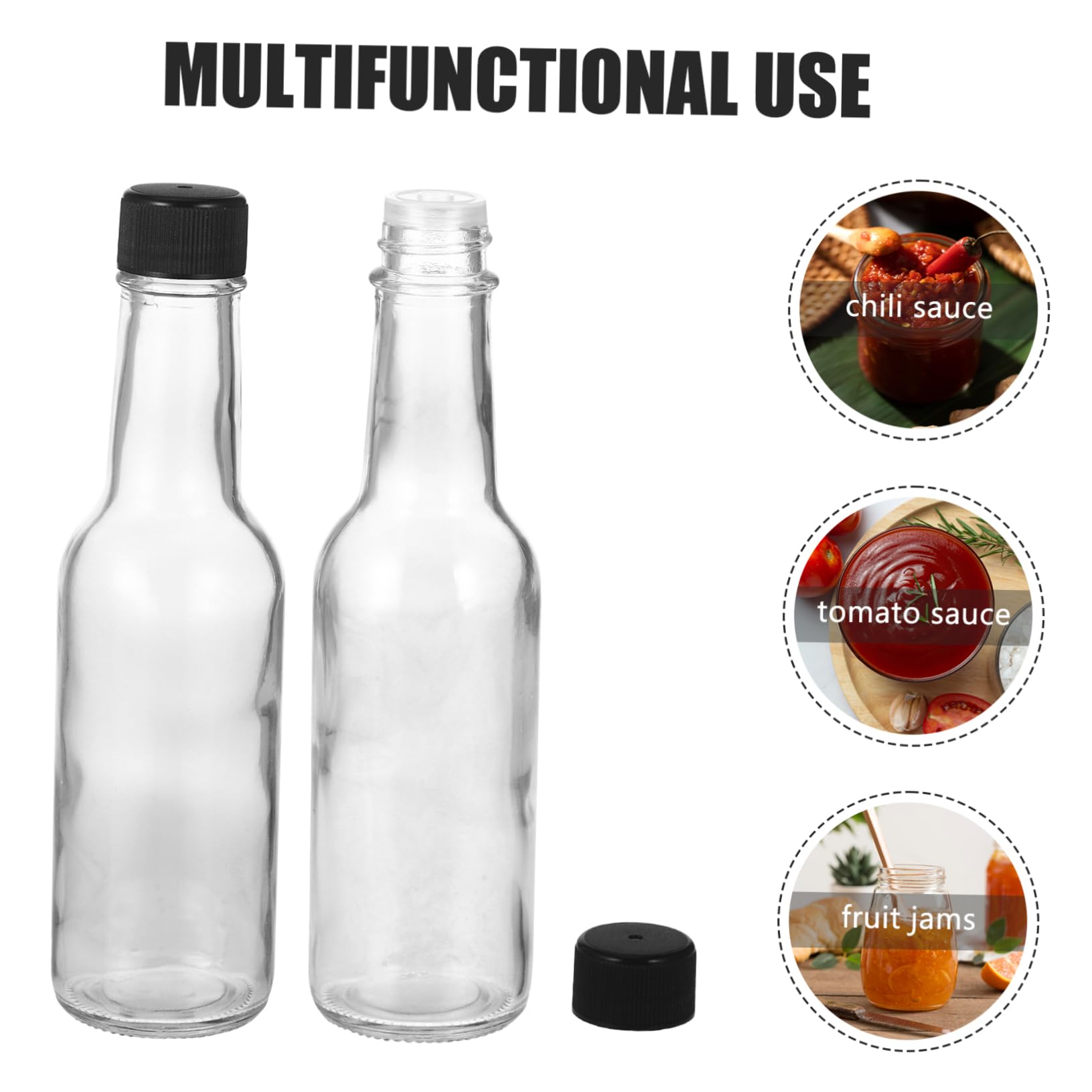 6 Botellas de Salsa de Vidrio de 150ml Tapa, Fácil de Lavar y Multipropósito, para Uso Doméstico y Comercial, Dispensadores Prácticos para Ketchup y Salsas