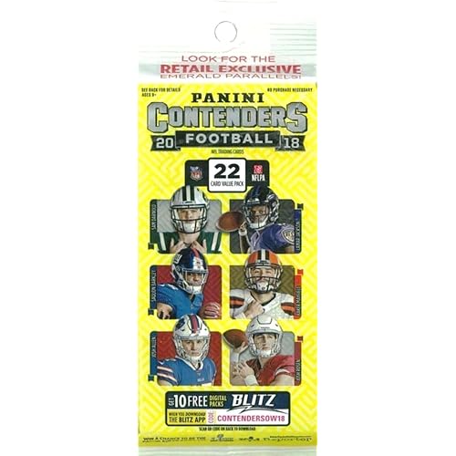 2018 Panini Contenders Football EXCLUSIVE Factory Sealed Retail Pack with-8 Cards! Look for Rookies & Autos of Lamar Jackson, Josh Allen, Baker Mayfield, Sam Darnold & Many More!