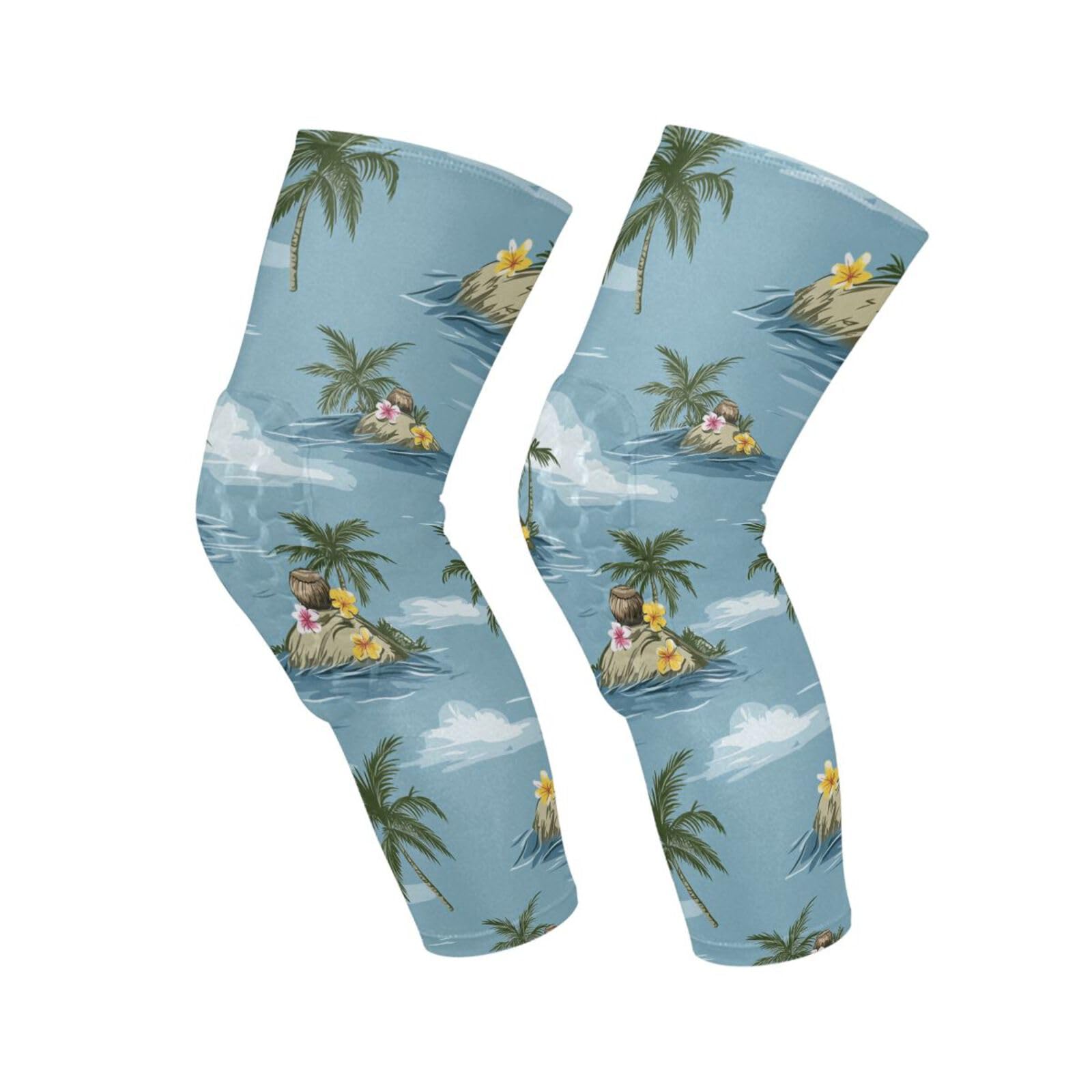 JUNZAN Tropical Tree Teal Blue Basketball Knee Pads for Youth Kids Wrestling Knee Pads with Sleeves Sport Kneepads for Volleyball Football