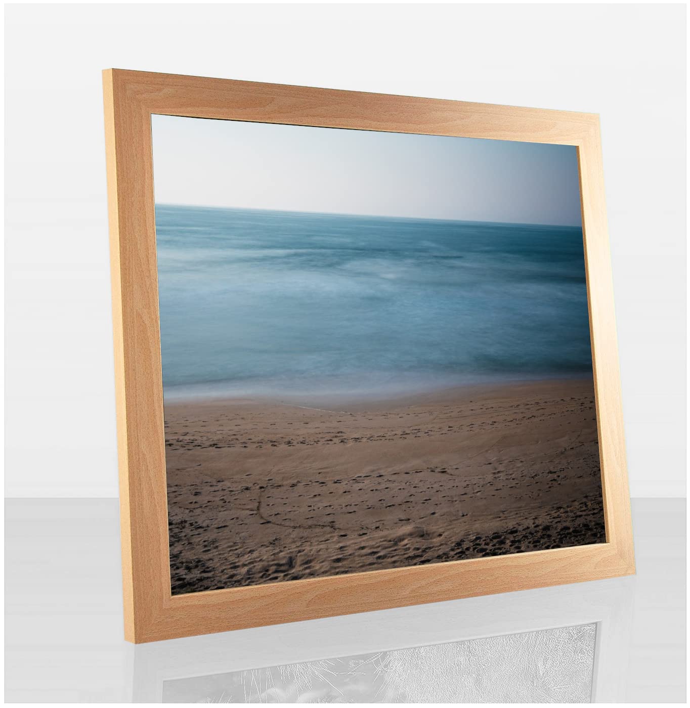 Cadre photo 61 x 84 cm grand format décor hêtre avec verre synthétique antireflet Monzetta