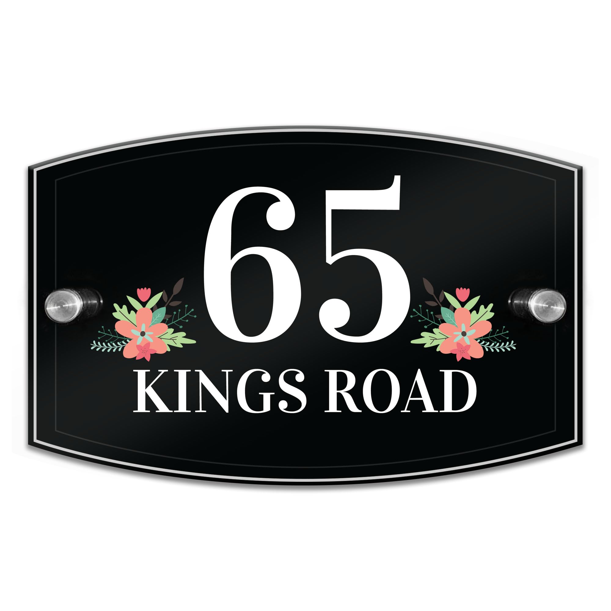 Red Ocean Personalised House Sign, Modern Glass Effect Acrylic, Door Number Plaque, House Name Road Door Plaques, Door Numbers 1-999, Contemporary House Signs