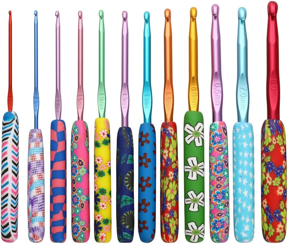 FSYSM カラフルなかぎ針編みのフックセットソフトセラミックミックスカラーかぎ針編みの針 DIY.ニットニードルミシンツール (C