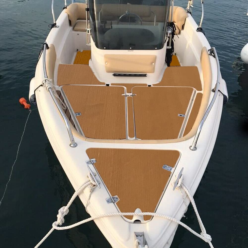 240*90Cm Anti Rutsch Matte Bodenbelag Teak Teppich Selbstklebend Pad Marine Synthetisches Decking Floor Self Adhesive FüR Yacht Boot Fischboote Kajak Skateboards EVA-Schaum Modern Braun Ohne Streifen