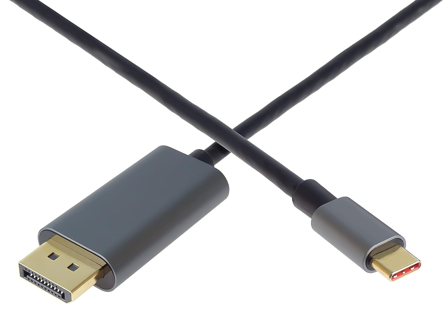 PremiumCord USB-C to DisplayPort 1.4 Cable, Resolution up to UHD 8K@60Hz, 4K@120Hz and Full HD 1080p, Male to Male, HDCP 2.2, Aluminium, Colour: Metallic Grey, Length: 2 m