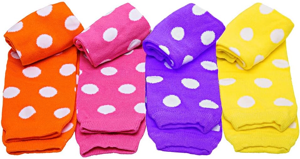 juDanzy 4 Pack Baby and Toddler Leg Warmers for Boys and Girls (One Size, Polka Dot)