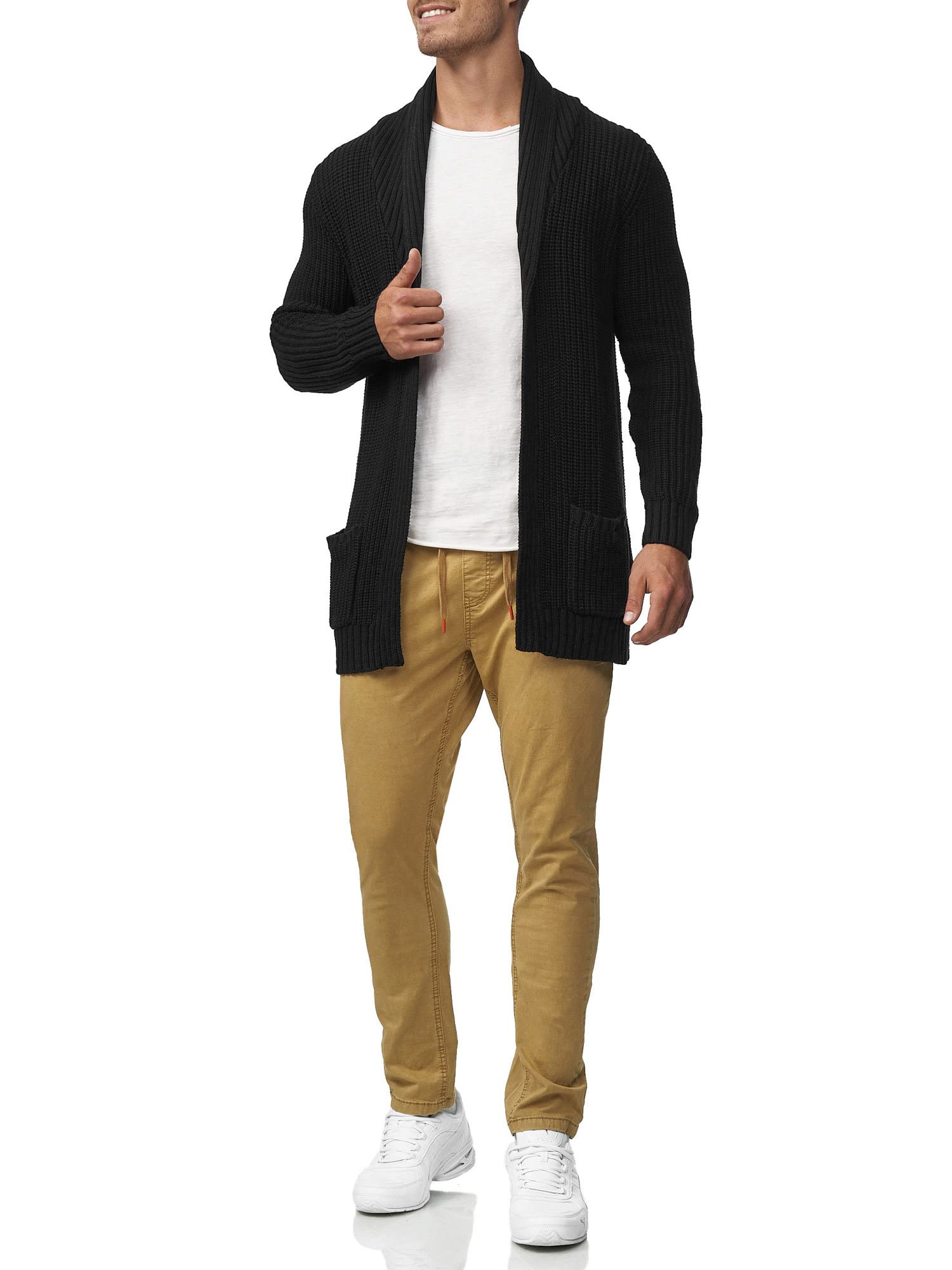 Indicode Uomini Anaheim Cardigan | Maglia Aperta con 2 Tasche Applicate