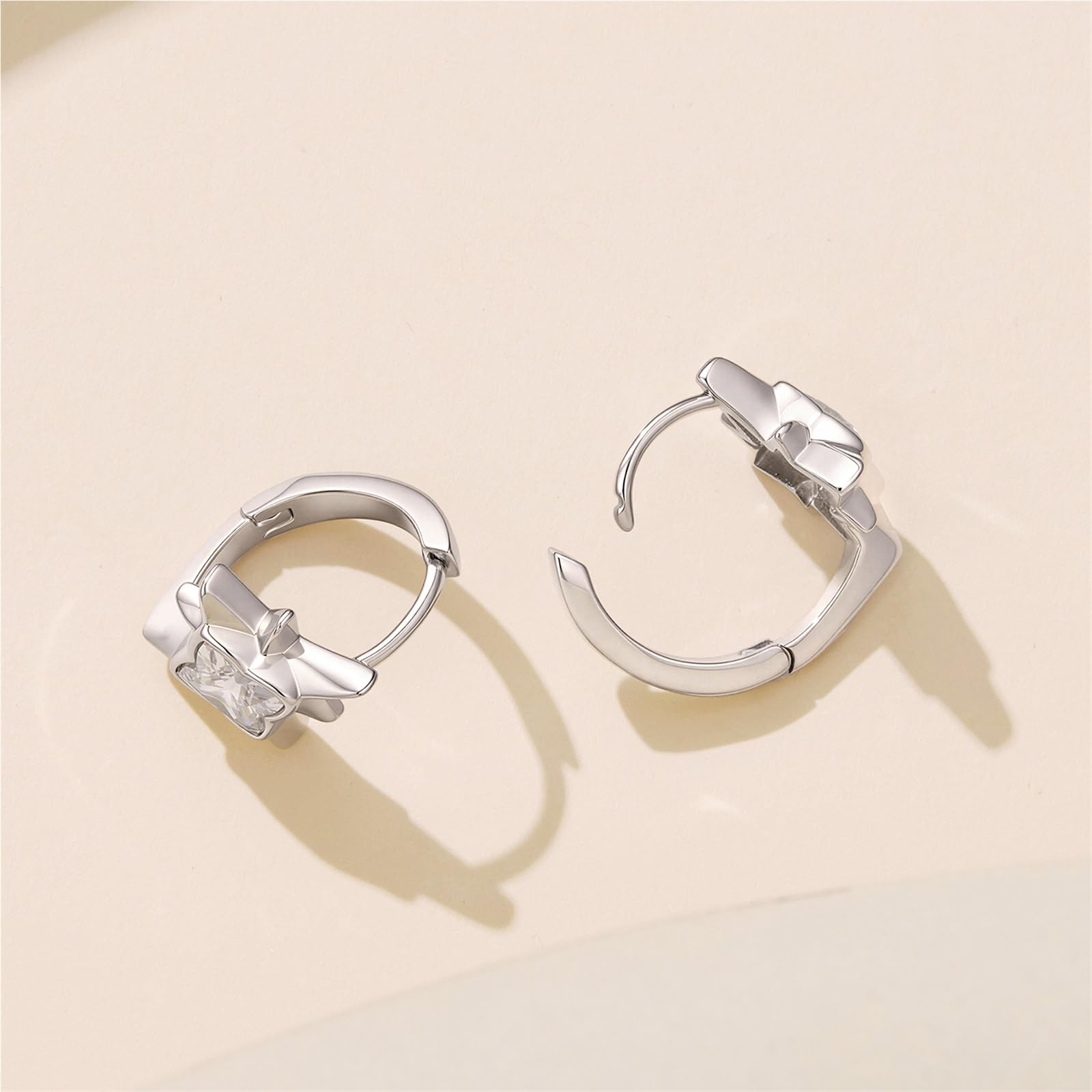Orecchini Cerchio Stella Perno 925 Argento Incernierato for Donne