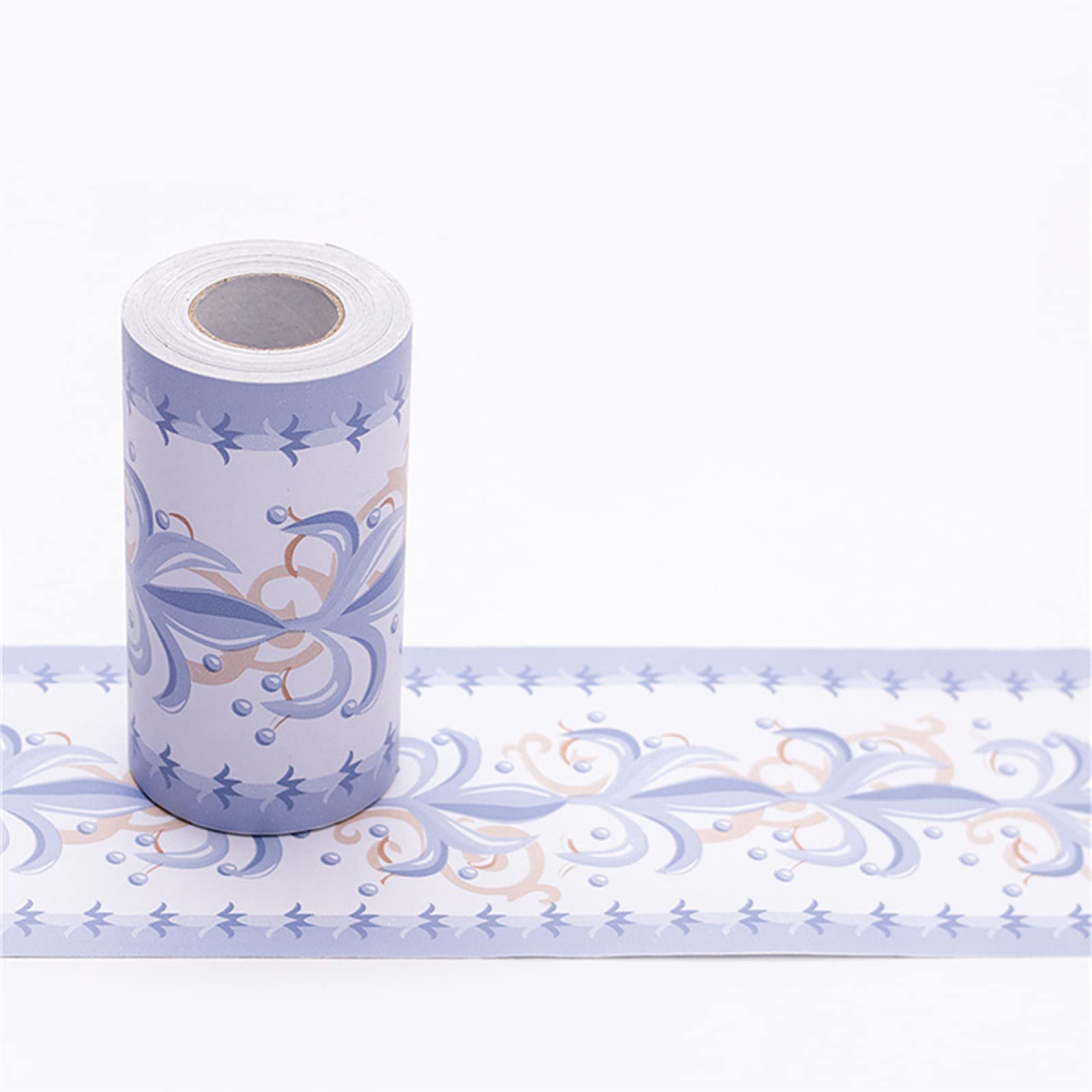 Wallpaper Border Peel Stick Wall Border Sticker Home Ceiling Decorative Border for Bathroom Living Room Kitchen Blue Vine Flower 10.6cm X 1000cm