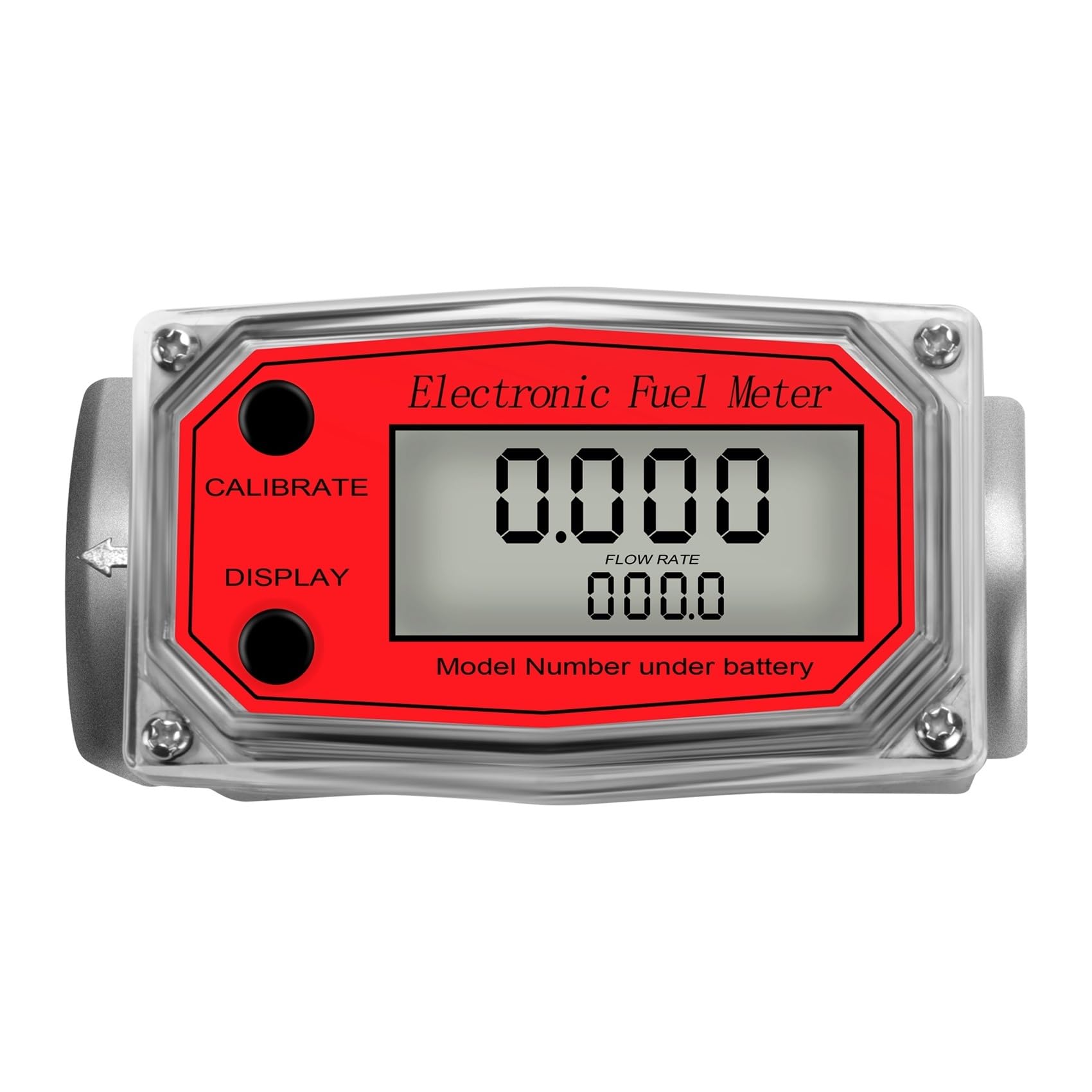 MKHJKIOII Aluminum Alloy Digital Flow Meter, LCD Electronic Fuel Flowmeter, NPT Counter Petrol Methanol Water(Red Flow Meter)