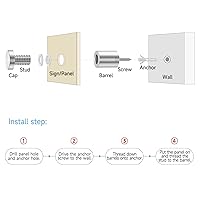 Vista 4 de LuckIn Paquete de 8 tornillos de separación para acrílico (3/4 pulgadas de diámetro x 1 pulgada de largo), accesorios de montaje de pared de acero