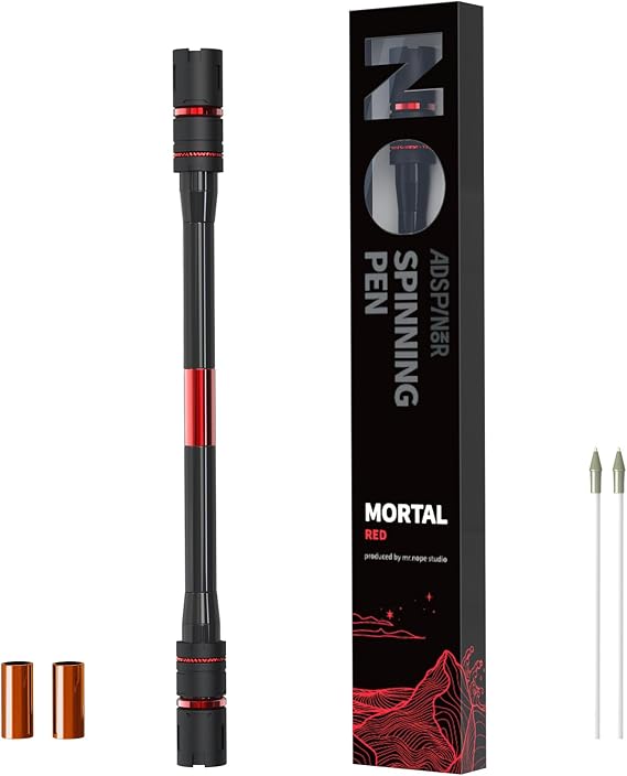 Mortal Spinning Pen Mod by Mr. Nope Professional Trick Pen for Tricks & Relief Anti-Slip, Long, Red