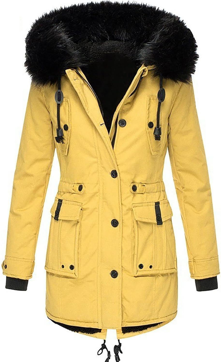 Long Down Coats for Women Thicken Fleece Lined Parka Warm Winter Parka Puffy Coat Casual Long Sleeve Jackets Overcoat