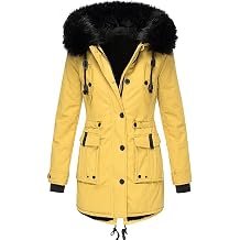 Women Winter Down Coat Thicken Fleece Lined Parkas Warm Faux Fur Hooded Long Puffer Jacket with Pockets