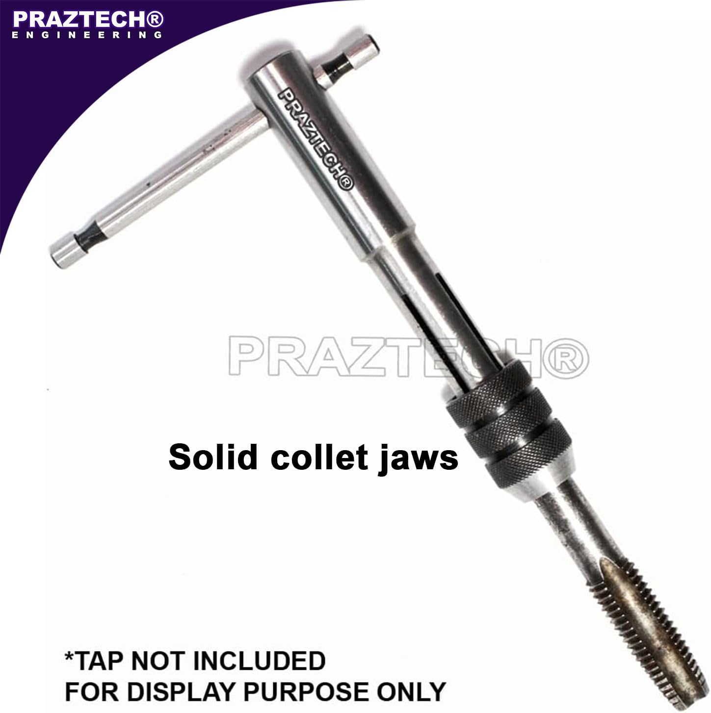 PRAZTECH® 4 Pieces Set T-Handle TAP Wrench | Solid Collet Jaws for Tapping & REAMING | Must Have DIY Workshop Tool