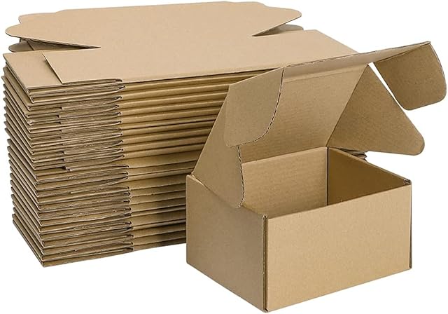 HORLIMER 25 Pack Shipping Boxes, 15.2x10.2x7.6cm(6x4x3 inches) Corrugated Cardboard Mailing Box, Brown