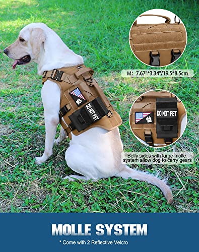 Image of Petnanny Tactical Dog Harness Service Vest for Medium Dogs M Khaki | Service dog vest with hook loop panel, MOLLE, handle, no pull design for K9 training & daily walks, ideal no pull harness
