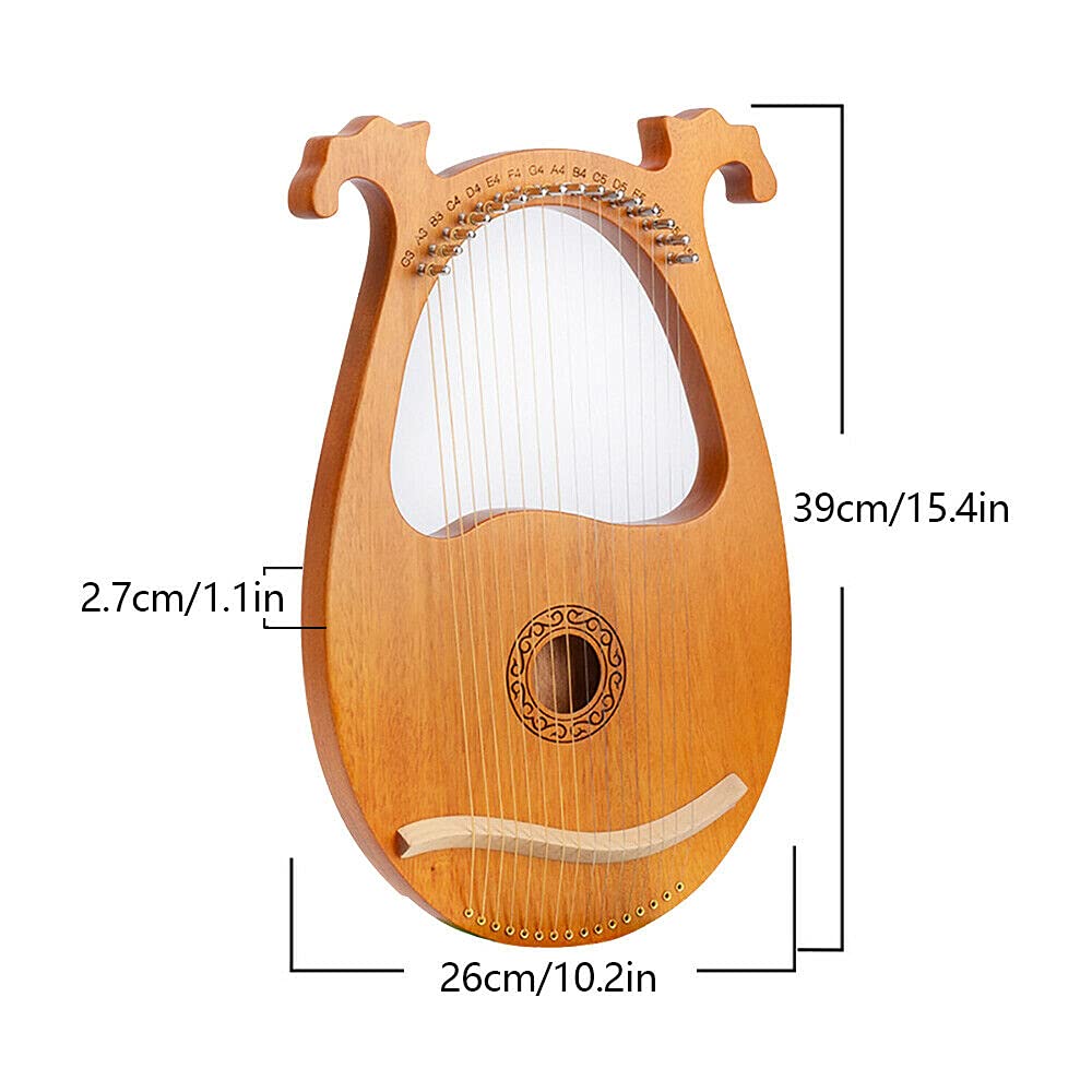 Harfe Die HolzLeier 16 cuerdas con llave de afinación para principiantes, instrumento musical portátil (patrón)