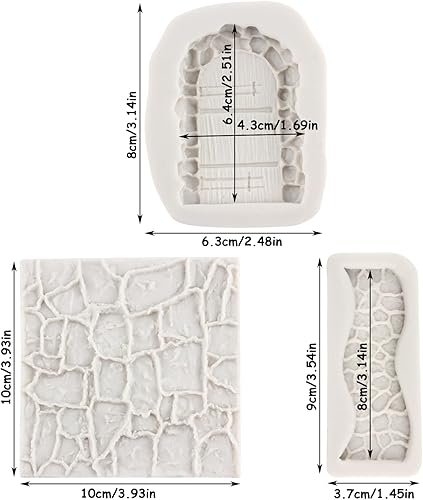 Miniatura 2 de Sijiangmold Moldes de silicona con diseño de textura de pared de ladrillo, textura de piedra para puerta, camino de piedra, fondant, para decoración