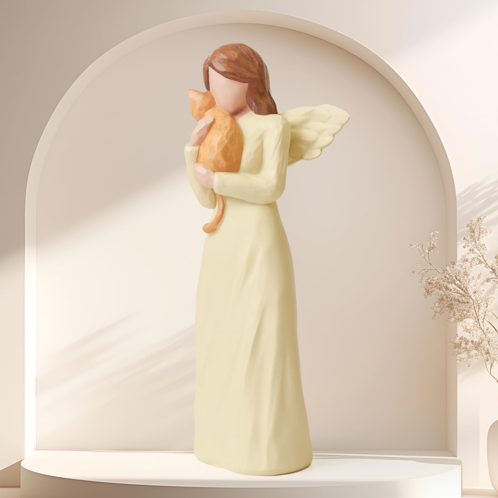 Cat Memorial Gifts for Women Ginger Cat Angel Figurines - Image 3