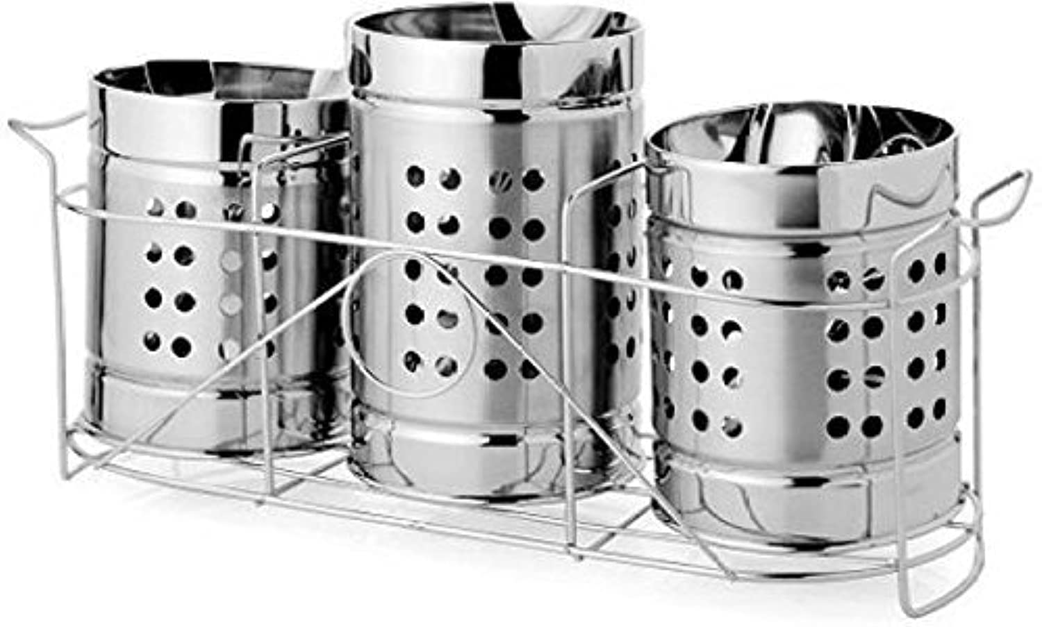Royal sapphire Stainless Steel Cutlery Stand Trio Set Triangle Perforation 14 cm (Set of 4)