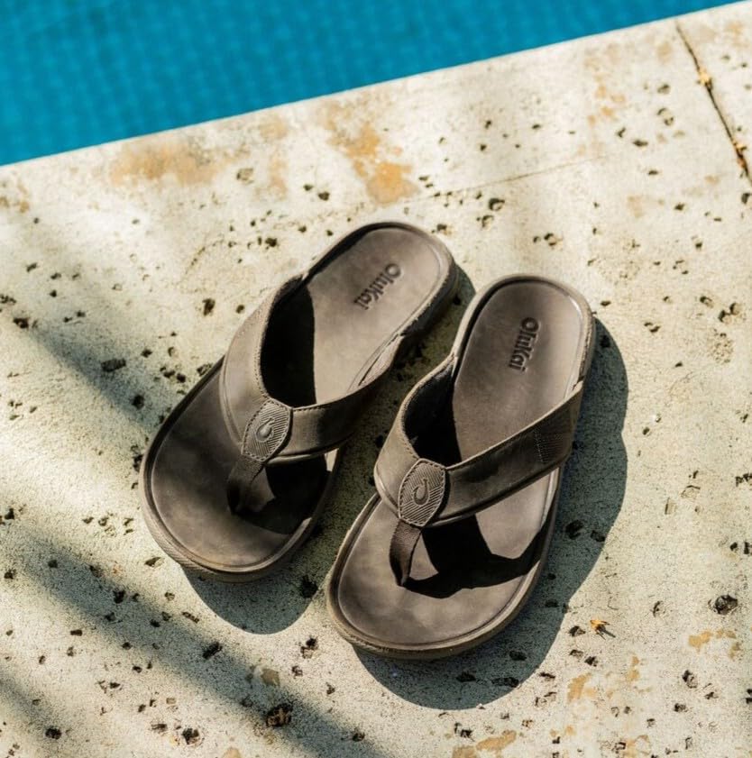 Image of OluKai Tuahine Men's Waterproof Leather Sandals, Versatile Beach Flip Flops, Arch Support & Comfort Fit, Lightweight & Durable, Enhanced Grip & Traction