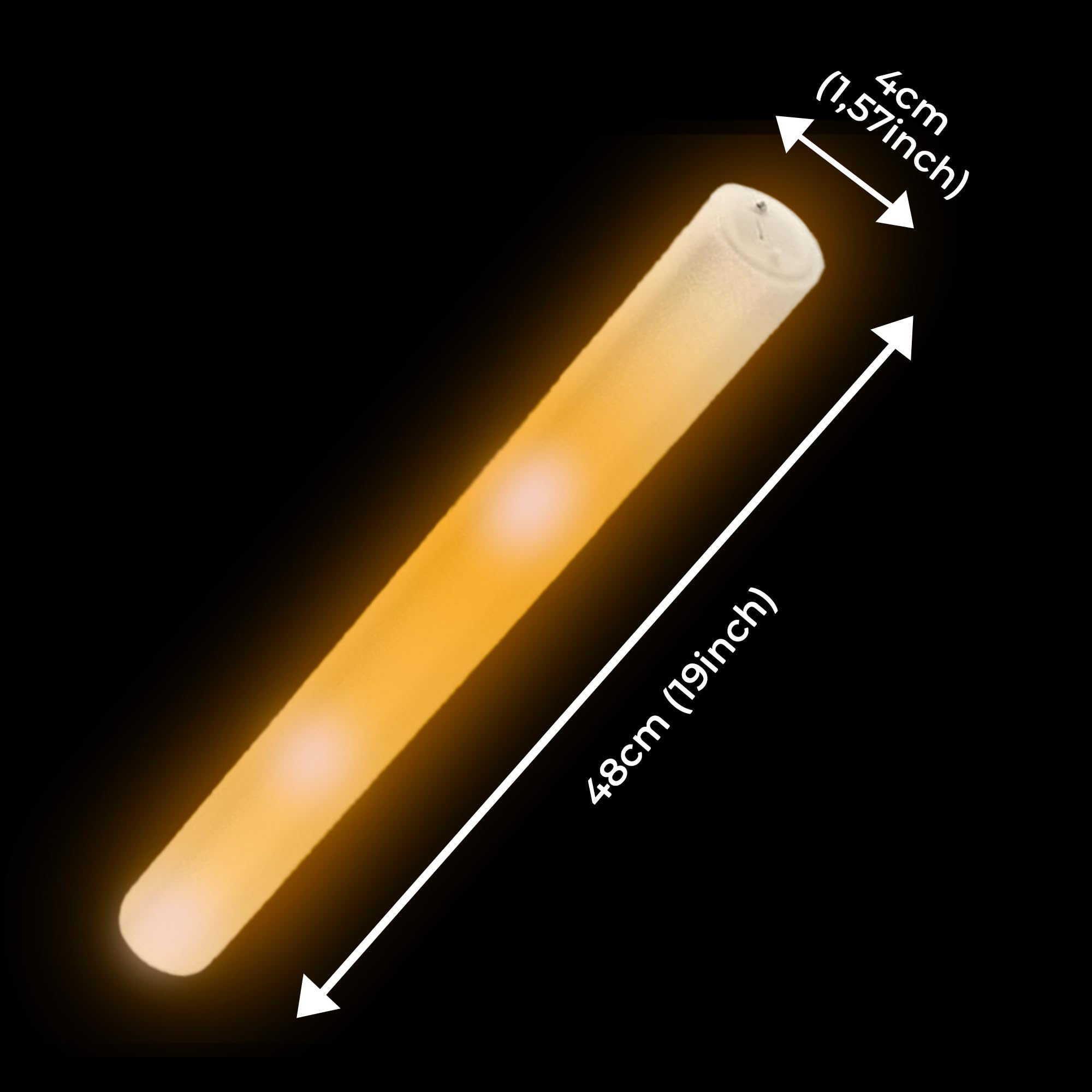 France Effect 250 Bâtons lumineux en mousse 48cm | Tap Tap mousse LED colorés, 3 modes de clignotement | Idéal pour les événements et fêtes (Orange)