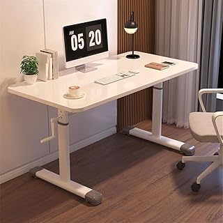 Scrivania ergonomica con manovella regolabile in altezza, tavolo da scrittura per casa e ufficio, scrivania regolabile in altezza per una migliore postura, design compatto ed elegante