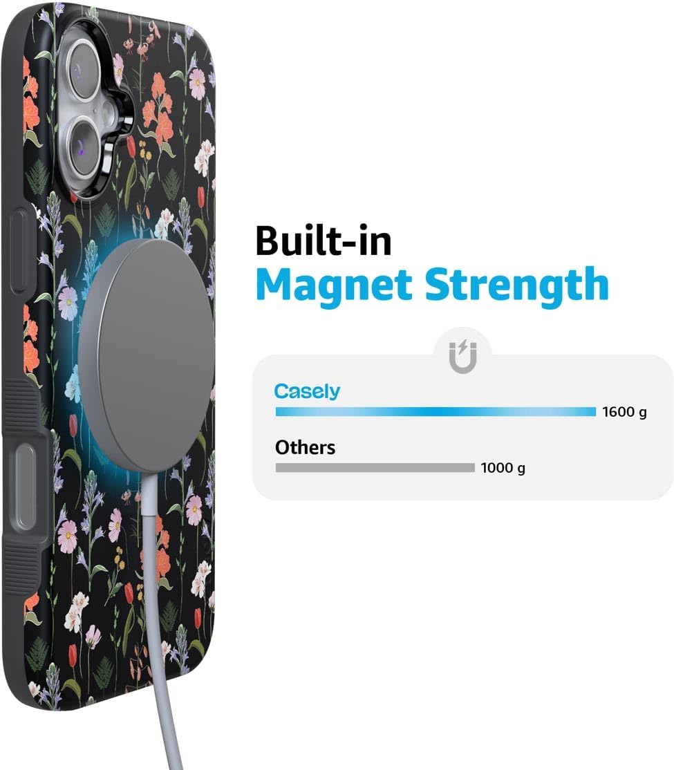 Casely iPhone 16 Case | Secret Garden | Mixed Floral | Bold Protective Design | Compatible with MagSafe - Image 6