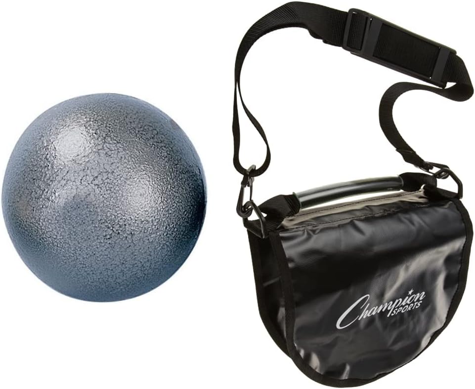 Champion Sports 8-Pound Iron Shot Put and Shot/Discus Carrier