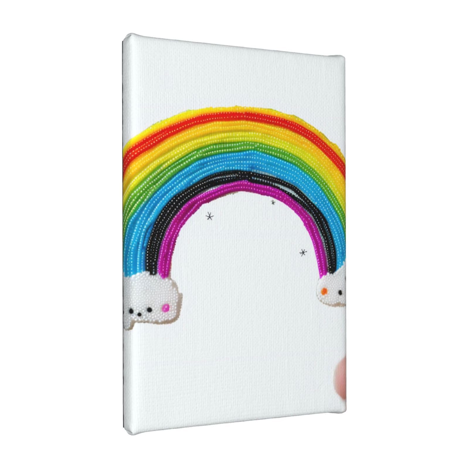 Ykljg Small Rainbow Printing Printed Wall Art Canvas Painting 20X30 Cm Wooden Framed Picture Painting Artwork Prints For Bedroom Kitchen Home Office Decor