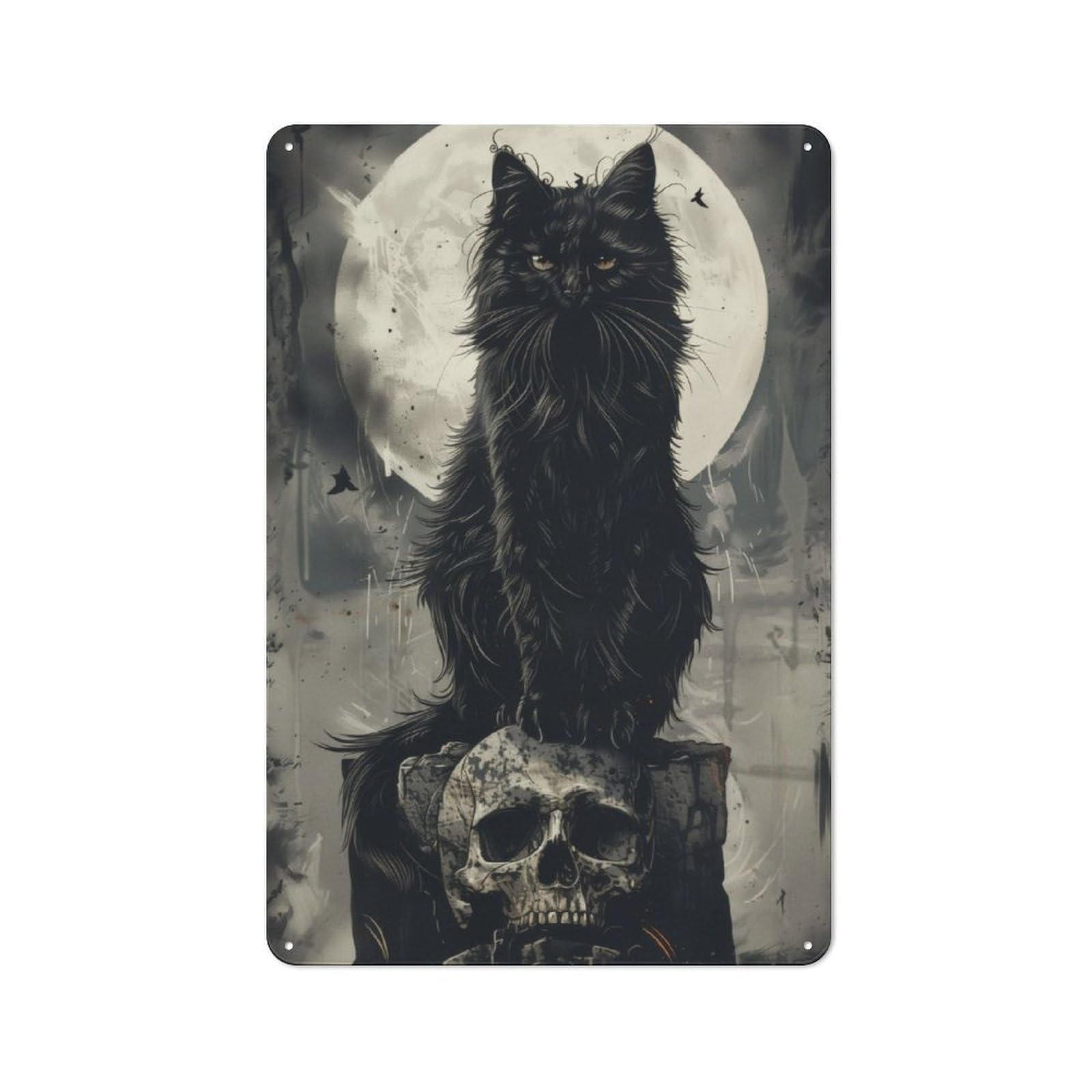 Junmoney Black Cats Skull Thrones Old Style Vintage Metal Sign 30X20cm, Bar Wall Plaque For Pub, Home Bar, Shed Or Man Cave