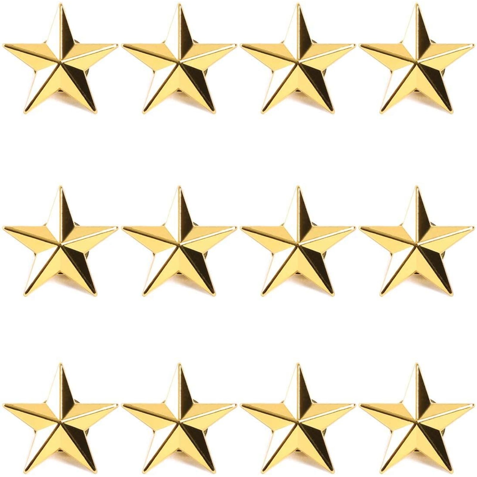 Bright Creations Gold Point Star Pins Enamel Lapel Pin Set - 1-Inch & 12-Pack - Zinc Alloy Butterfly Clasp & Durable Design - For Jackets, Hats & Backpacks