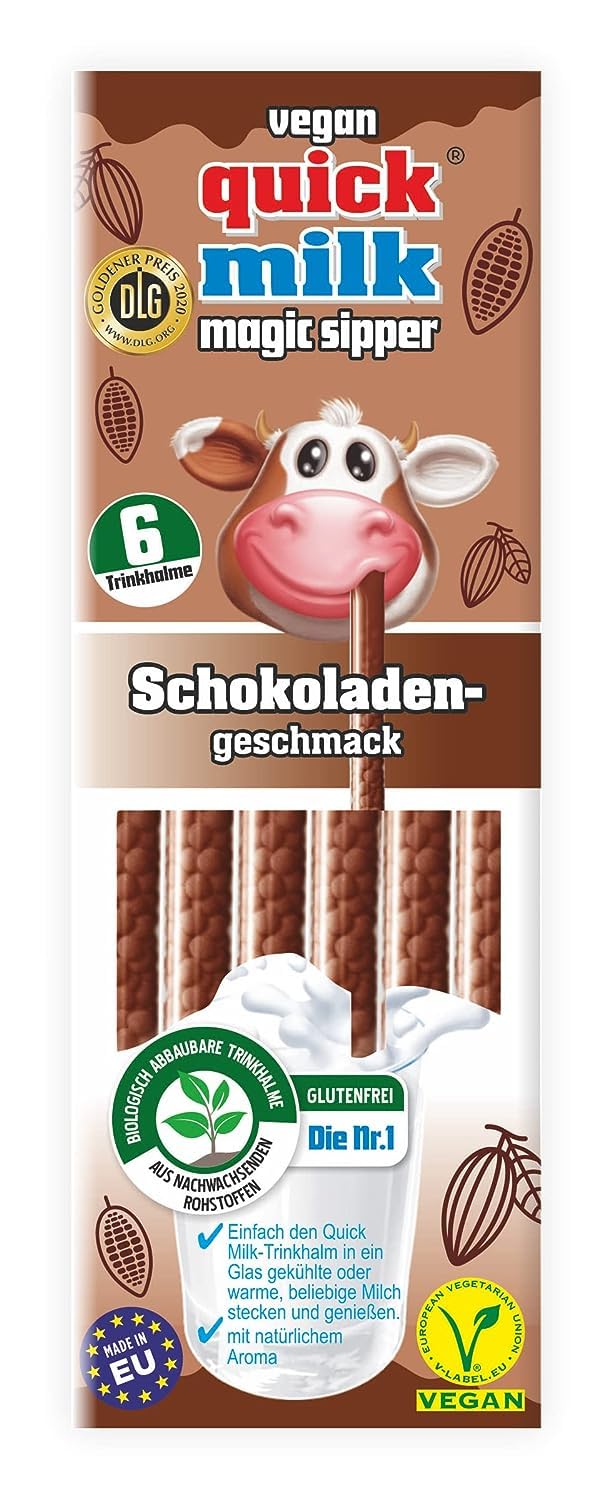 16 confezioni di cannucce Quick Milk da 5 cannucce, fragola, cioccolato, vaniglia e sapore di frutta con protezione per il trasporto