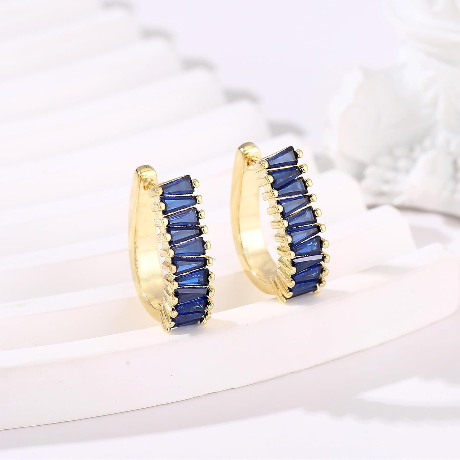 Christmas Gold Earrings for Women,Fashion Christmas Rhinestone Earrings,Holiday Crystal Hoop Earrings Festival Trendy Jewelry - Image 7