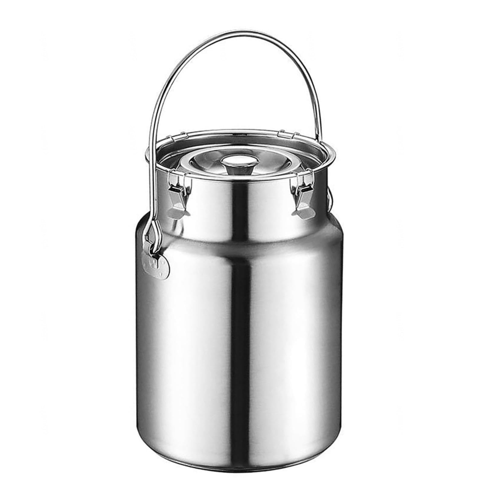 201 Lechera Acero Inoxidable 3/5/10/15 Litros,bidón de leche sellado con Tapa/asa Grande bidones for Transporte/Cubo for Vino Resistente Jarra Barril Aceite,Nofaucet-10L
