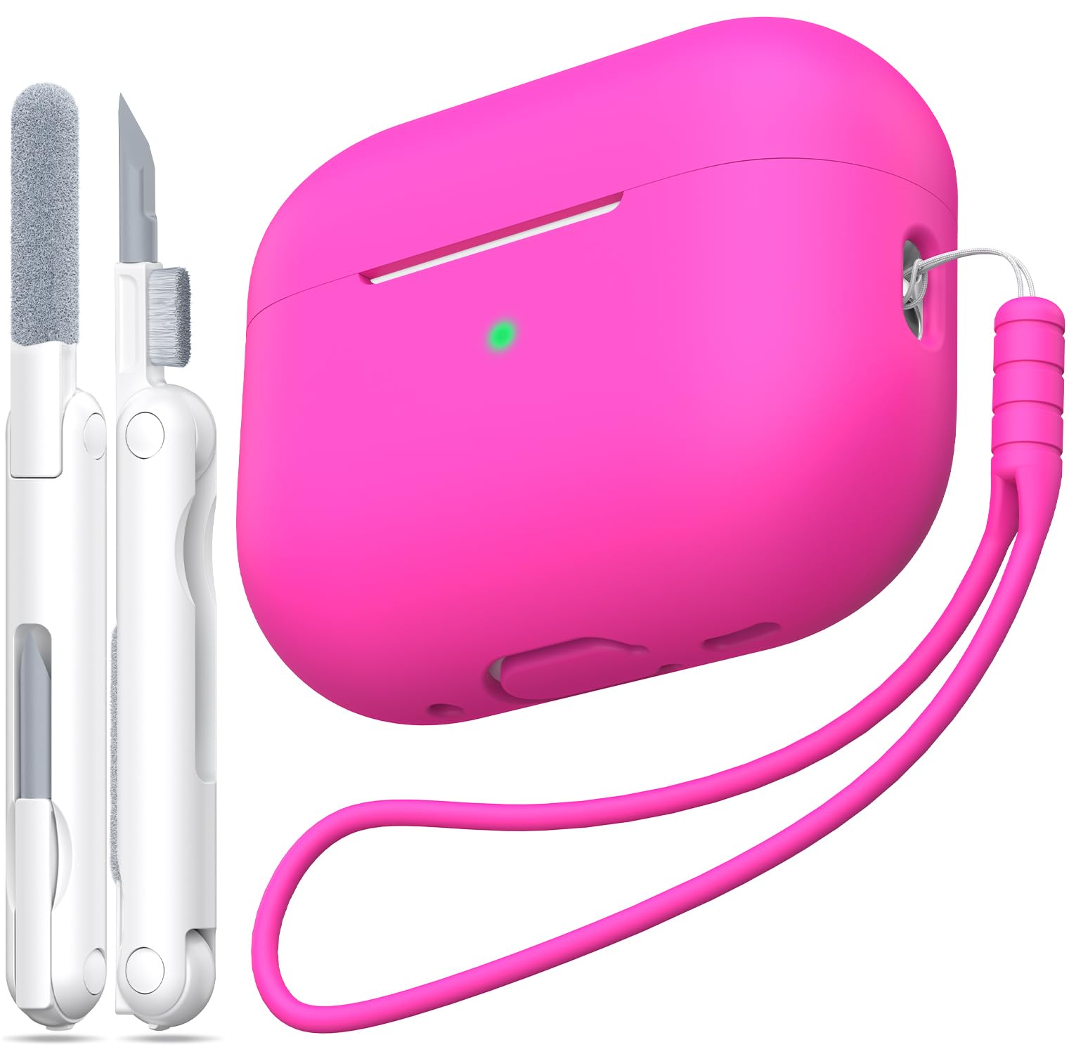 MHYALUDO Funda para AirPods Pro de 2ª generación, Funda para AirPods Pro de Silicona Suave anticaída de Grado Militar Que Absorbe los Golpes, Tacto de Piel con Llavero y Kit de Limpieza,Negro — view 32