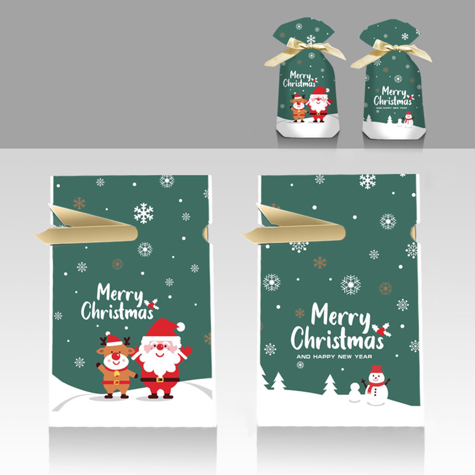 Torebki na słodycze, 50 Sztuk/Zestaw Świąteczne Torby Na Cukierki PEVA Cartoon Santa Snowman Prezenty(Red Nose)