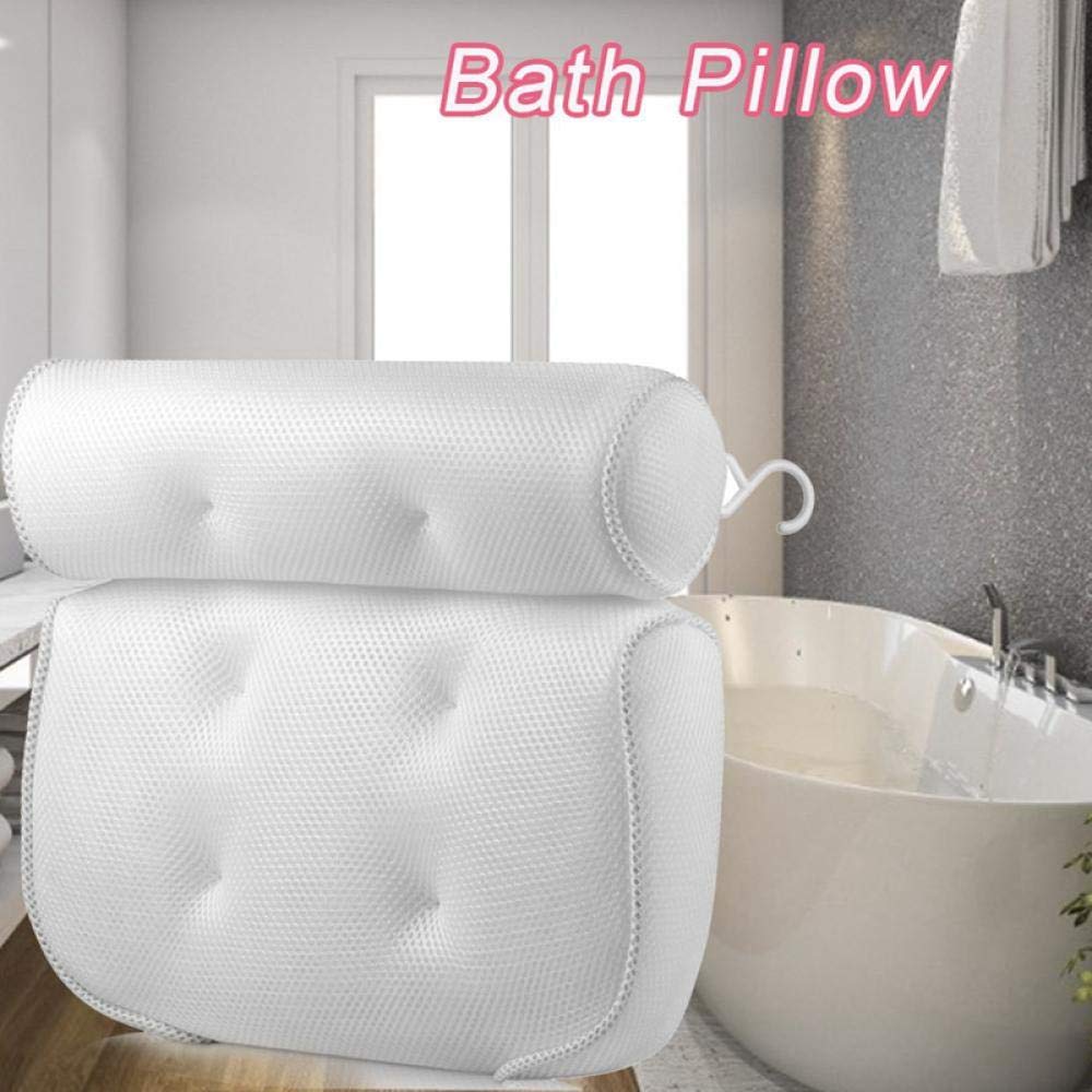 Almohadas de baño Almohada de baño de Malla Almohada de bañera con reposacabezas Suave con 6 ventosas de Respaldo Cojín de Cuello para Accesorios de baño Cojín de bañera