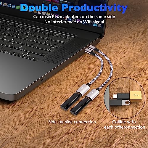 USB-C to USB 3.0 Adapter 4 Pack, Nylon Braided Type-C 3.1 OTG Cable USB C Male to USB A 3.0 Female Connector for iPhone15,iPhone15 ProMax,Samsung S23 Ultra, MacBook Pro, MacBook Air/Mini, Google Pixel