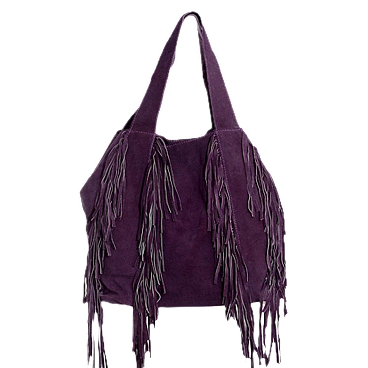 ESHOPITUDEGeniune Suede Leather Hobo Shoulder Or Tote Bag