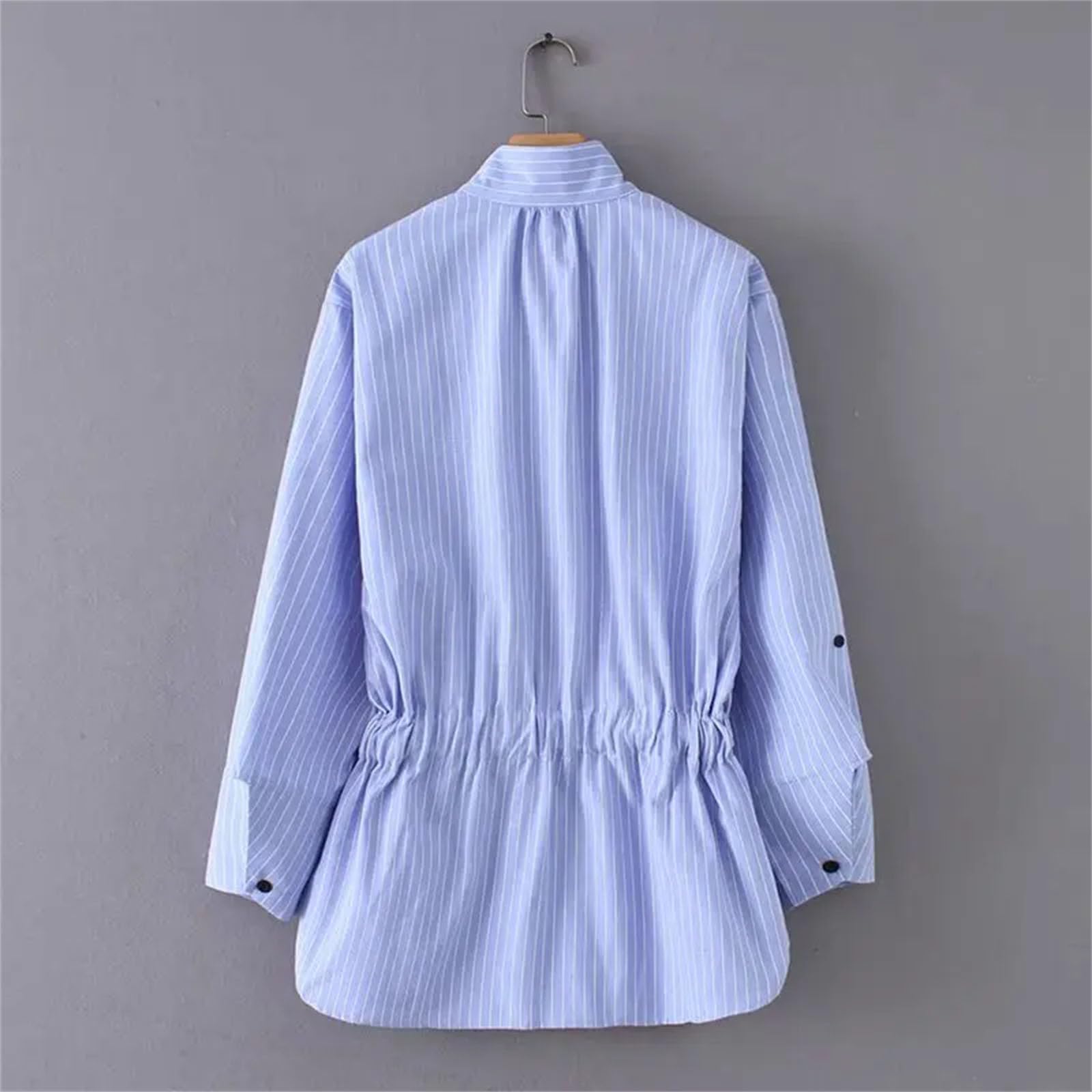 Camicetta da donna vintage a righe da donna, elegante, casual, con lacci, per ufficio, lavoro, a righe