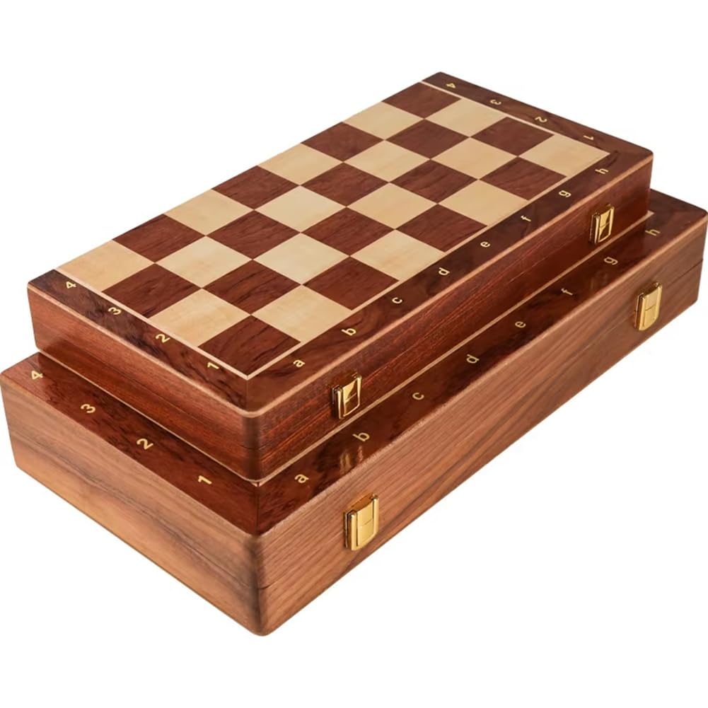 Juego de Ajedrez, Madera, Plegable, Grande, Tradicional, Clásico, Hecho A Mano, Piezas de Madera Maciza, Tablero de Ajedrez de Nogal, Regalo para Niños
