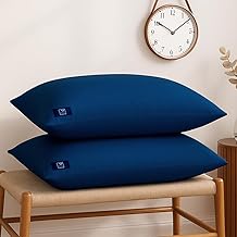 WOODWHITE Colored Hypoallergenic Gel Microfiber Pillows Set of 2 | Height Adjustable for Soft to Medium Firm | No Pillow Covers Needed | Sleep Well with Pillow 16 x 24 Inch - Blue