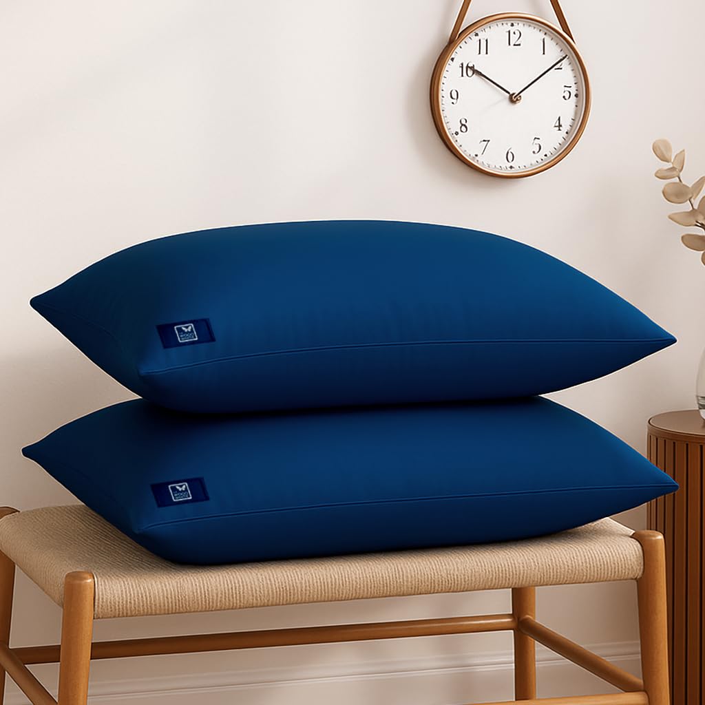WOODWHITE Colored Hypoallergenic Gel Microfiber Pillows Set of 2 | Height Adjustable for Soft to Medium Firm | No Pillow Covers Needed | Sleep Well with Pillow 16 x 24 Inch - Blue