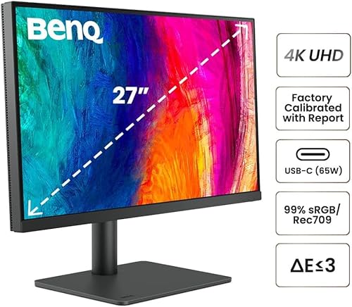 Benq PD2705U Mac-Ready Monitor 27 Inch 4K Uhd | Ips | Deltae ≤3 | Icc Sync | Calibration Report | Uniformity thumb #2